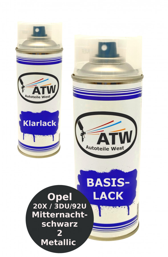 Autolack für Opel 20X / 3DU/92U Mitternachtschwarz 2 Metallic+400ml Klarlack Set